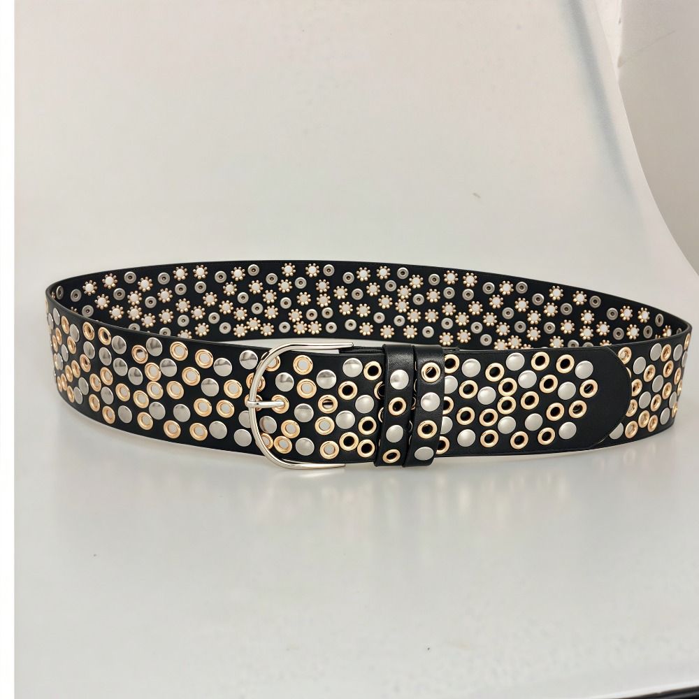 Punk Hollow Eyelet Rivet Belt  - Streetwear Brand Belts ulasan dan harga