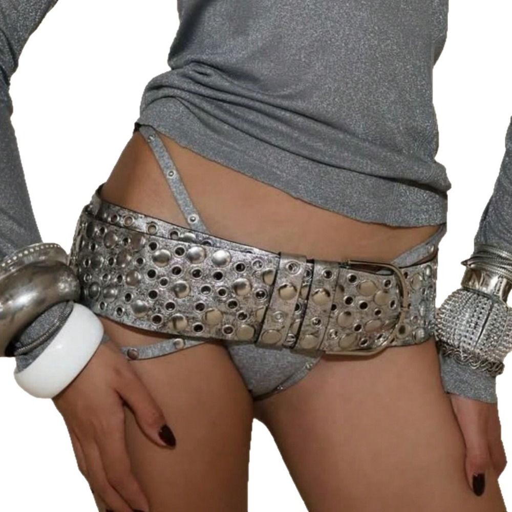 Punk Hollow Eyelet Rivet Belt  - Streetwear Brand Belts ulasan dan harga
