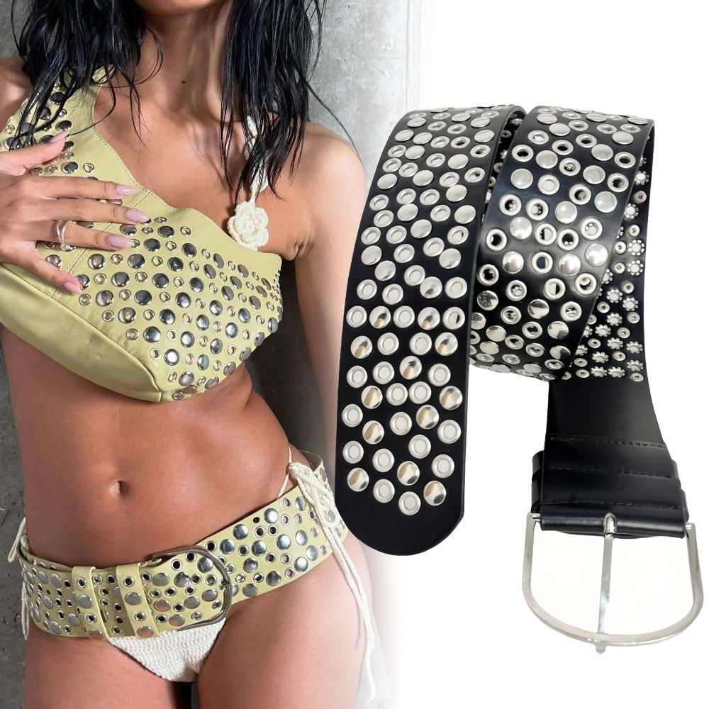 Punk Hollow Eyelet Rivet Belt  - Streetwear Brand Belts ulasan dan harga