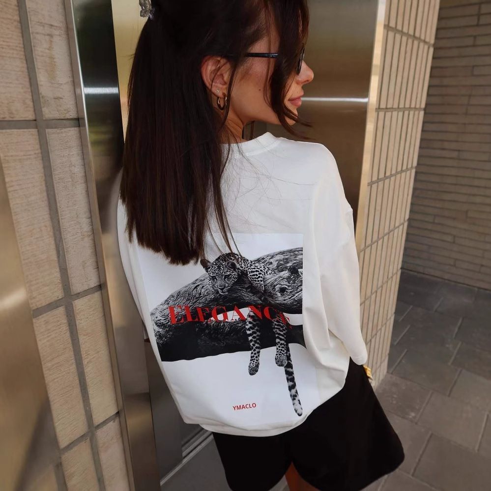 Minimalist White Tee with Blac - Streetwear Brand Graphic Designer ulasan dan harga