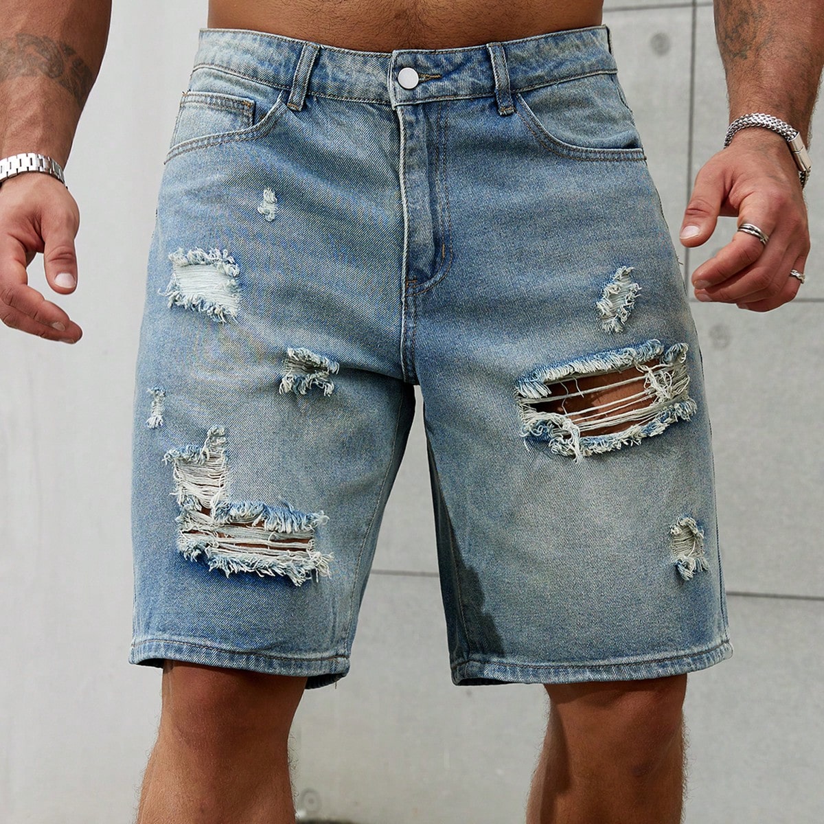 New Fashion Mens Ripped Short  - Streetwear Brand Fashion ulasan dan harga